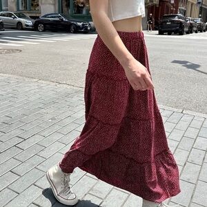 Brandy Melville Red Tiered Maxi Skirt Casual